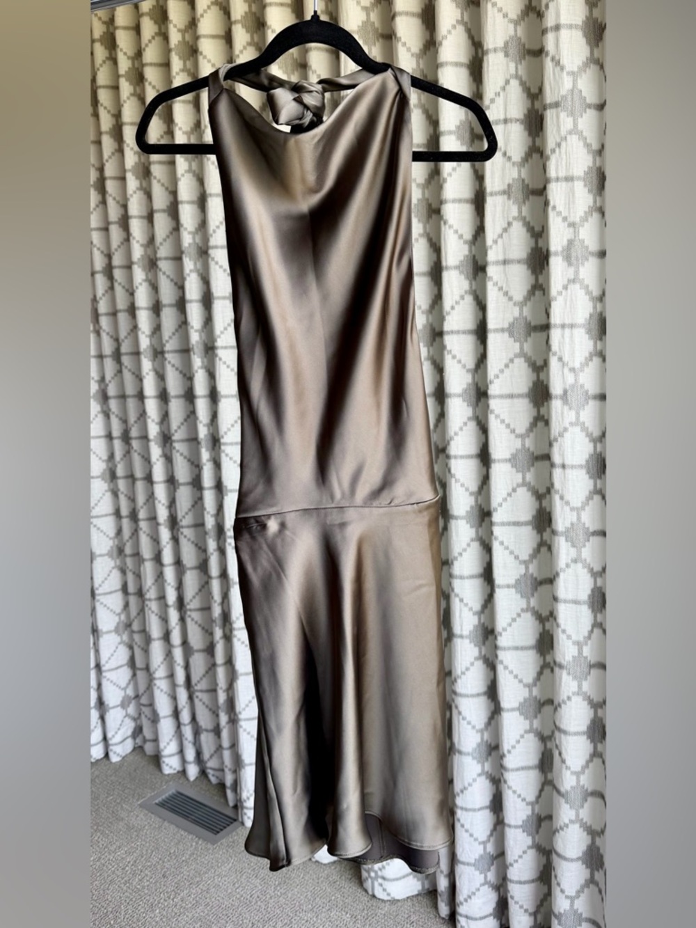 Zara Satin Taupe Mini Dress